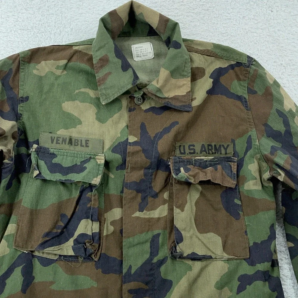 Vintage U.S.‎ Army Jacket Mens Small Regular Woodland Camo BDU Combat Coat 80s